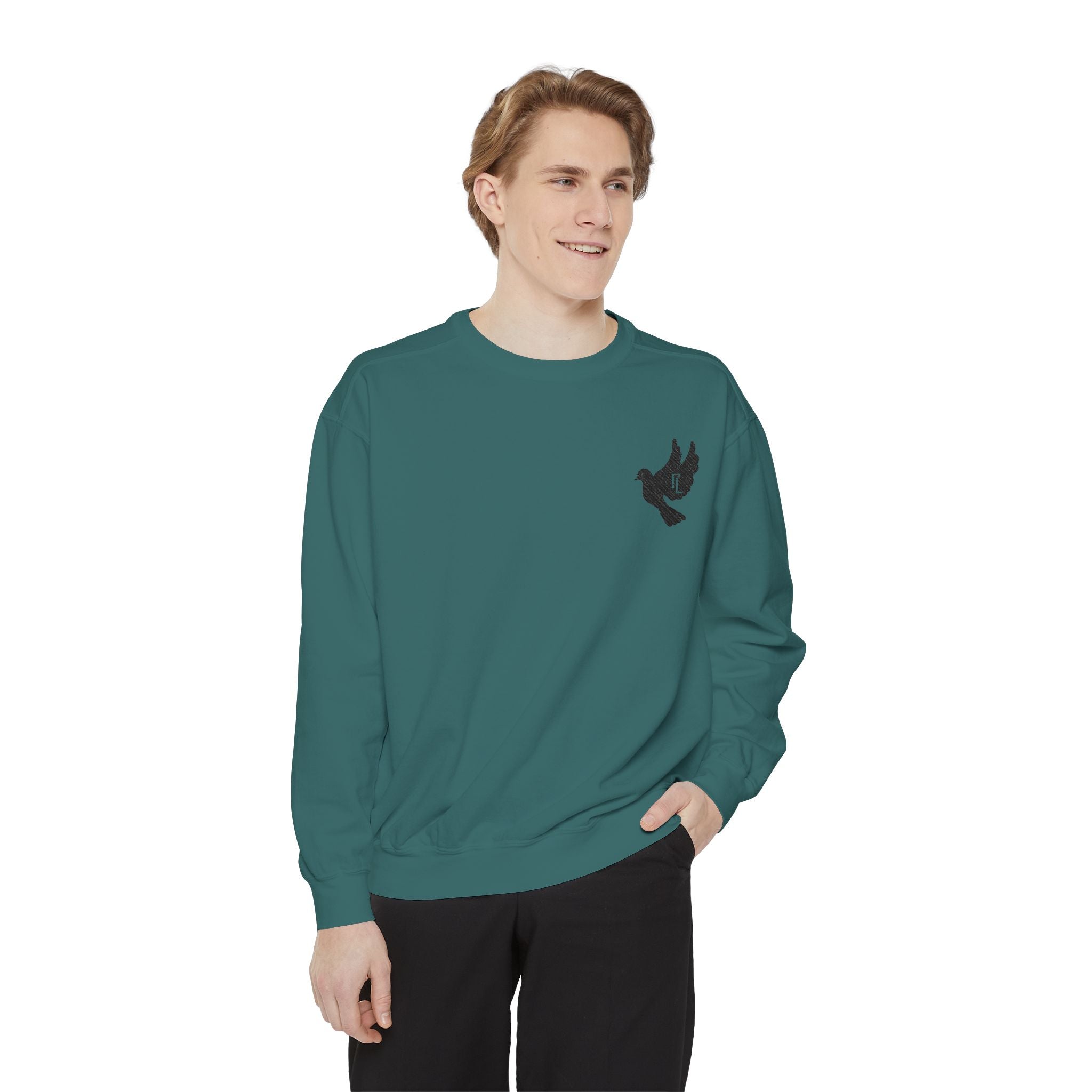 Black-F4L DOVE Garment-Dyed Sweaters [Embroidery]