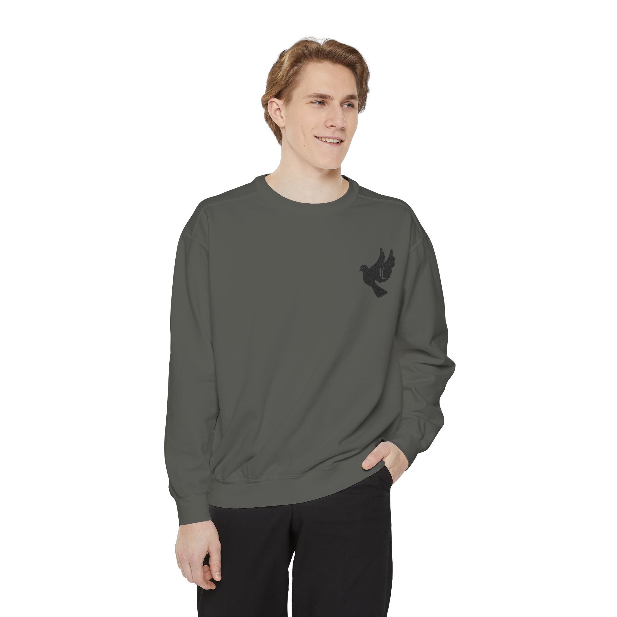 Black-F4L DOVE Garment-Dyed Sweaters [Embroidery]