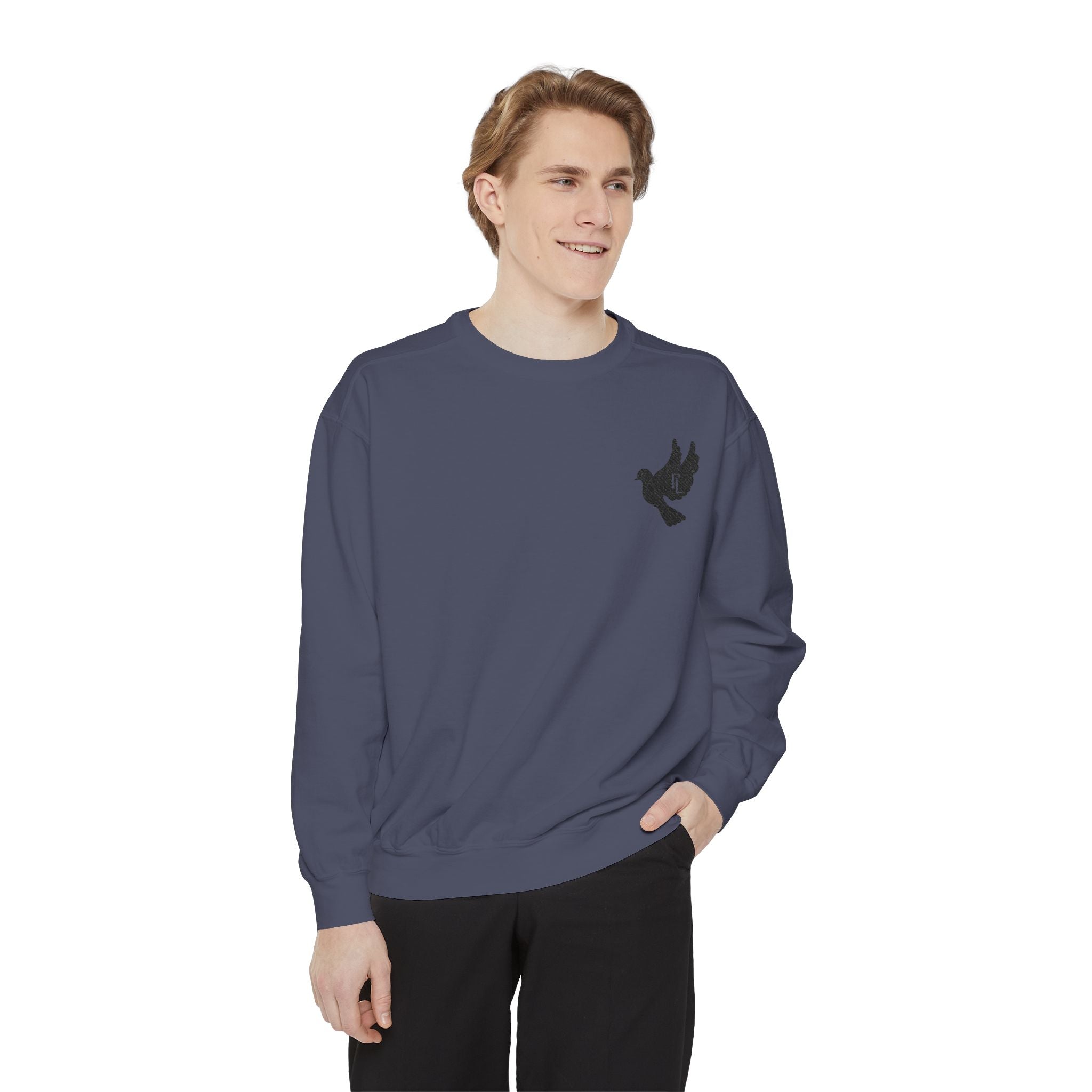 Black-F4L DOVE Garment-Dyed Sweaters [Embroidery]